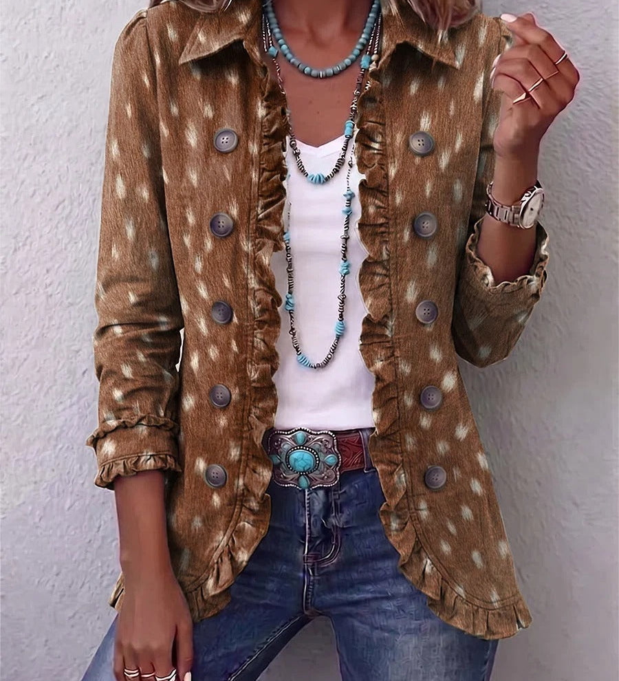 Noa | Veste Bohème à Volants et Imprimé Animalier