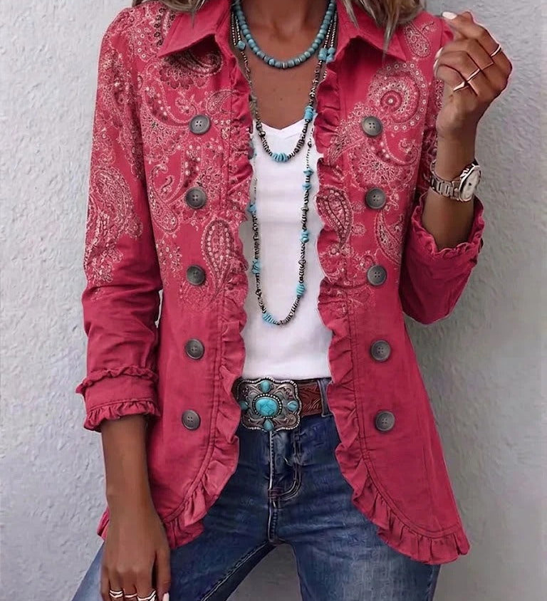 Ana | Veste à Volants et Imprimé Paisley Vintage
