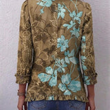 Sandra | Veste Bohème Vintage à Volants et Imprimé Floral Dégradé