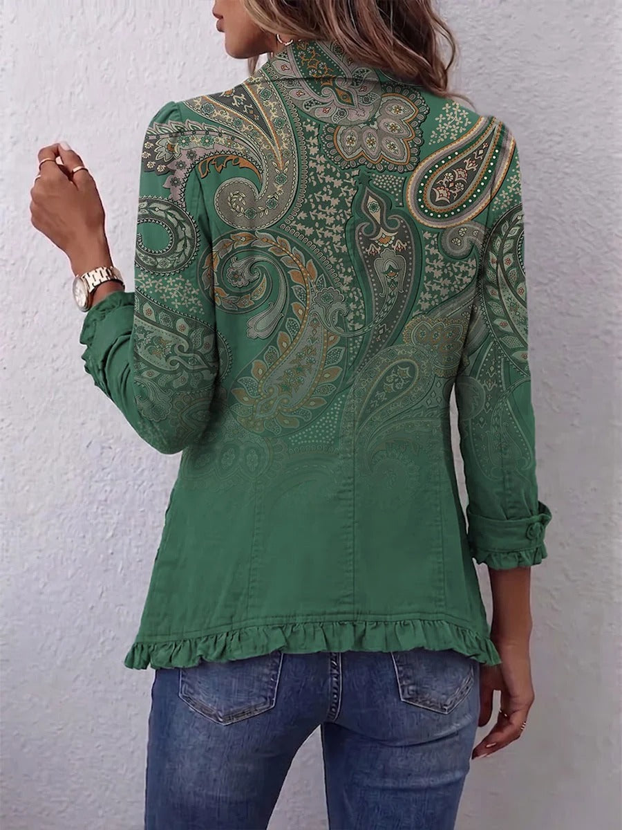 Janira | Veste Bohème à Volants et Imprimé Paisley