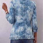Julia | Veste à Imprimé Botanique Vintage Dégradé Style Boho et Détail à Volants