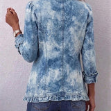 Julia | Veste à Imprimé Botanique Vintage Dégradé Style Boho et Détail à Volants
