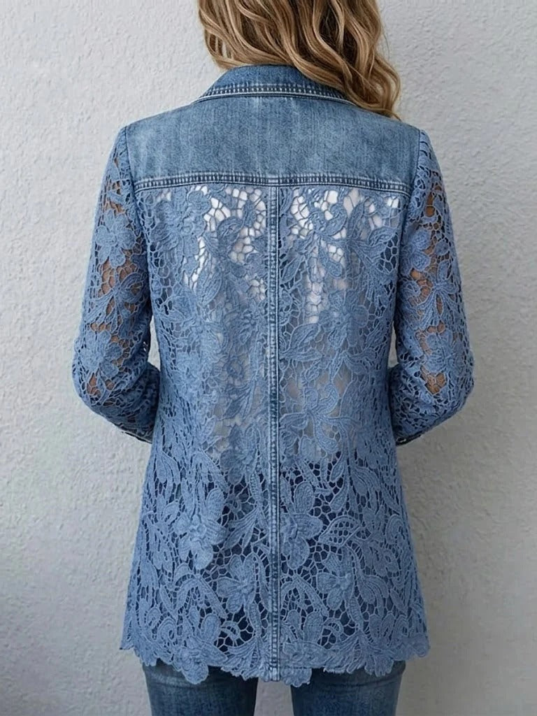 Laura | Blazer à Empiècements de Dentelle Florale