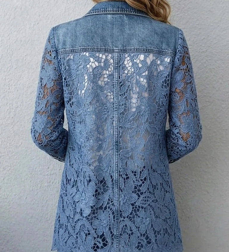 Laura | Blazer à Empiècements de Dentelle Florale