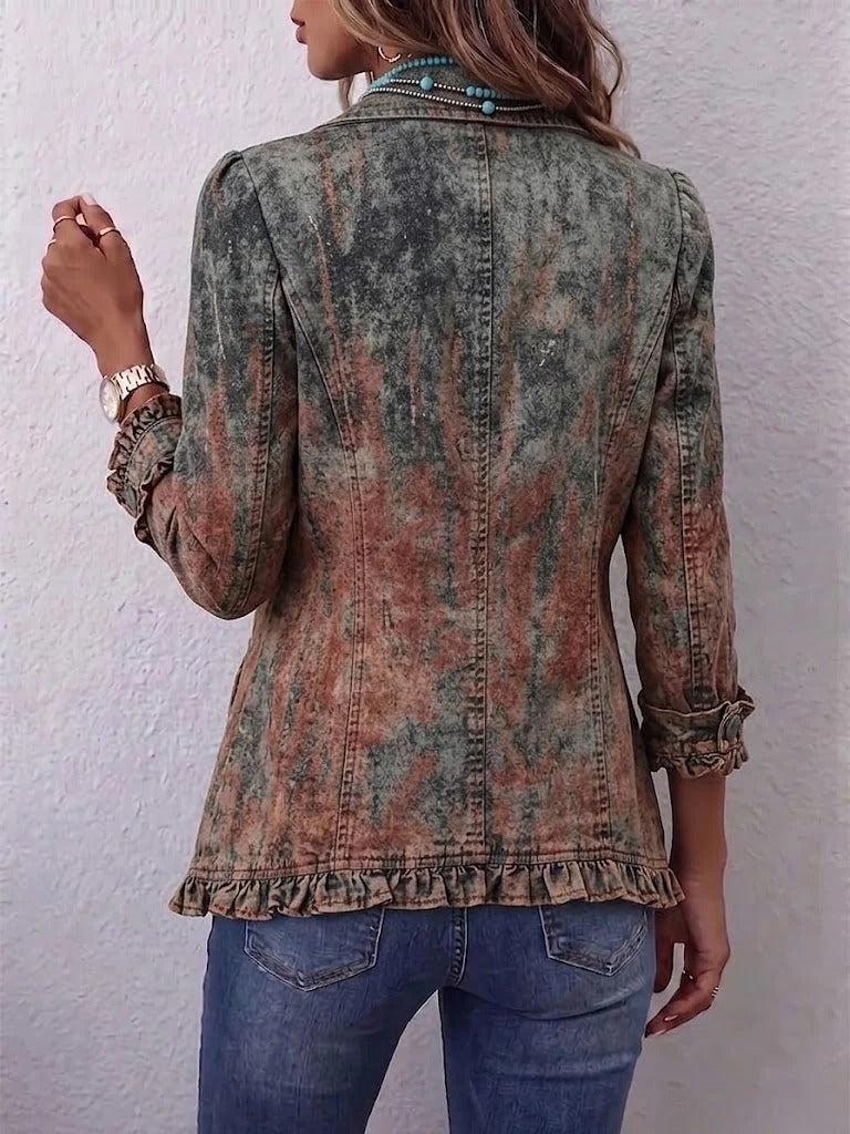 Berta | Veste à Volants et Imprimé Dégradé Texturé Vintage