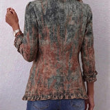 Berta | Veste à Volants et Imprimé Dégradé Texturé Vintage