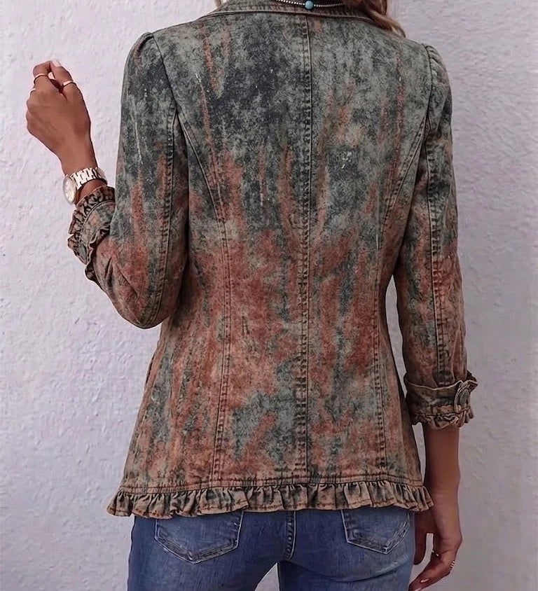 Berta | Veste à Volants et Imprimé Dégradé Texturé Vintage
