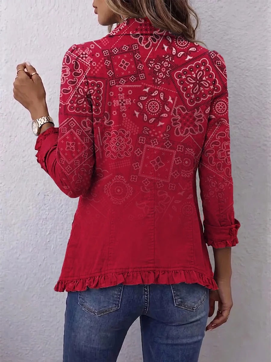 Gisela | Veste à Volants et Imprimé Bohème Cachemire Ombré