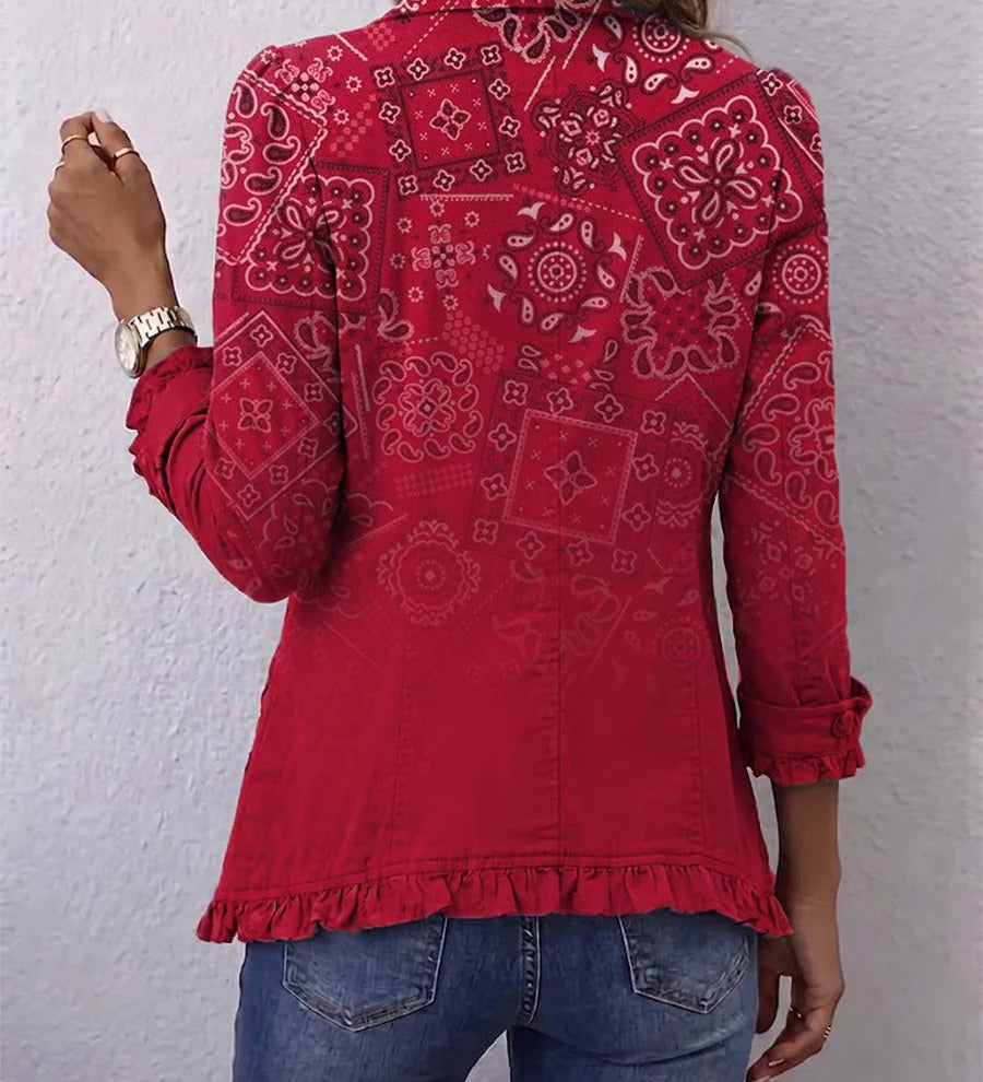 Gisela | Veste à Volants et Imprimé Bohème Cachemire Ombré
