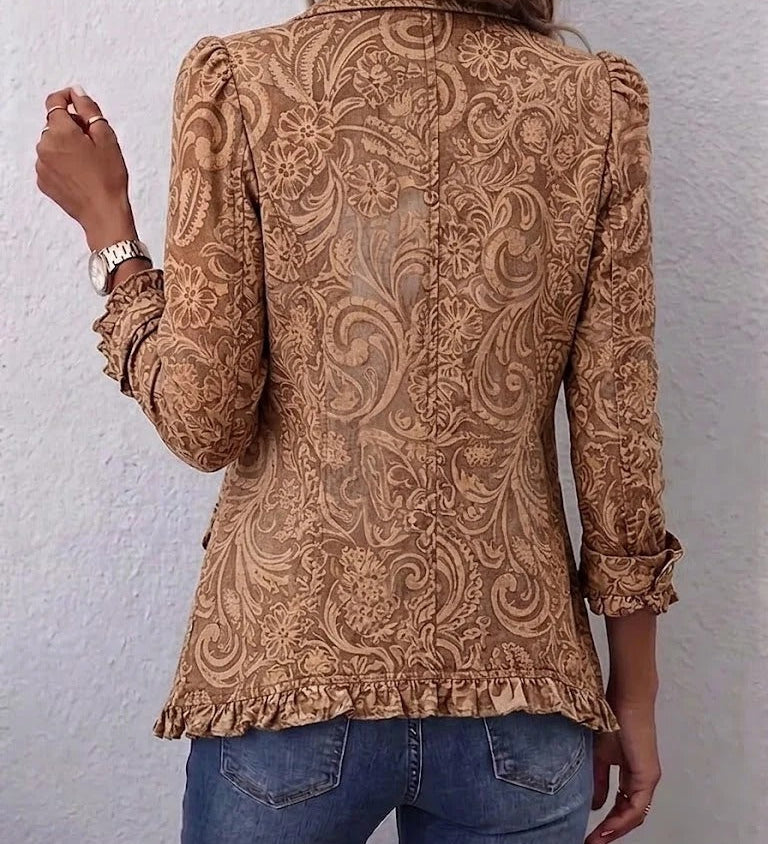 Victoria | Veste Bohème Vintage à Imprimé Floral et Volants