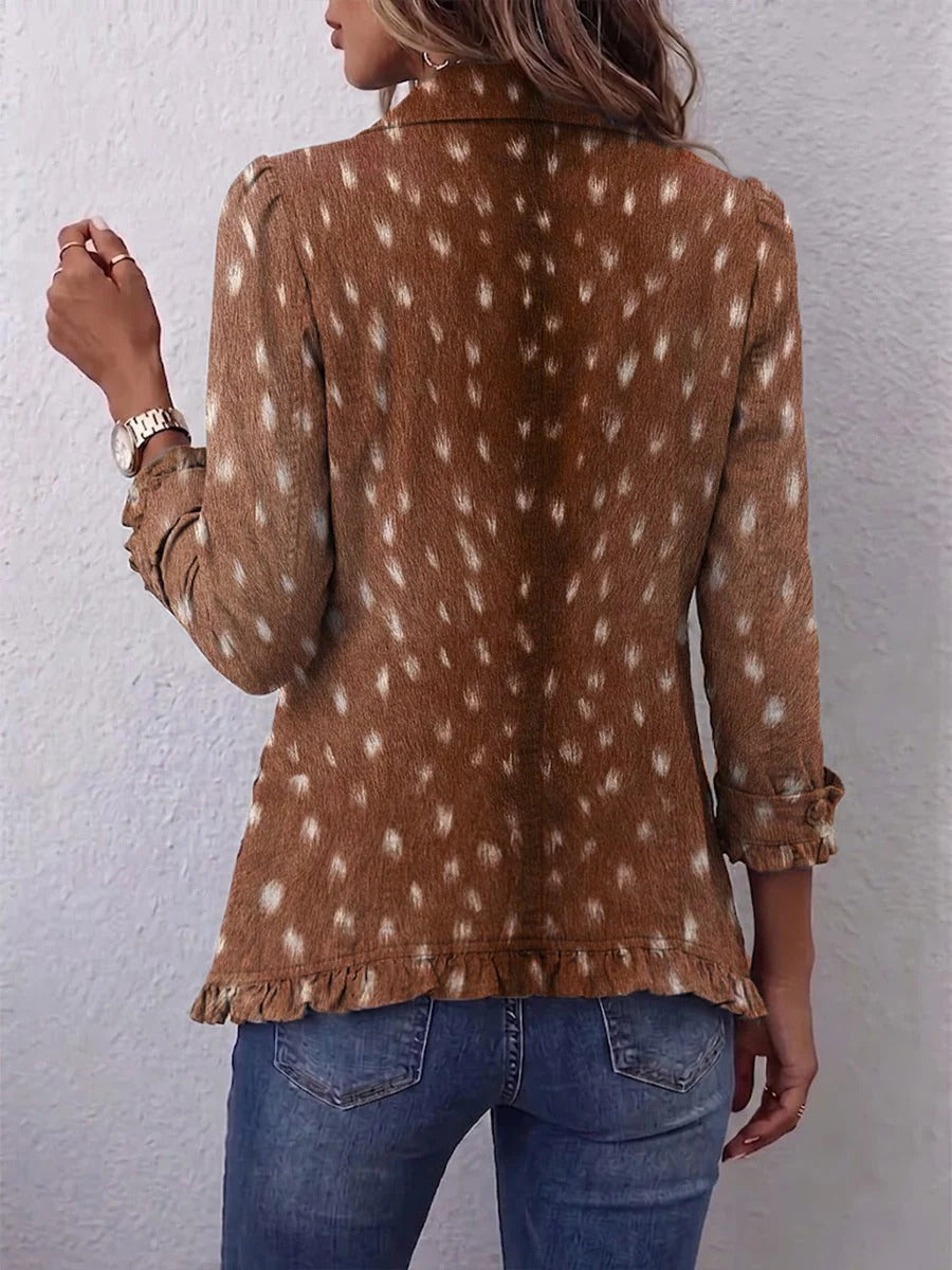 Noa | Veste Bohème à Volants et Imprimé Animalier