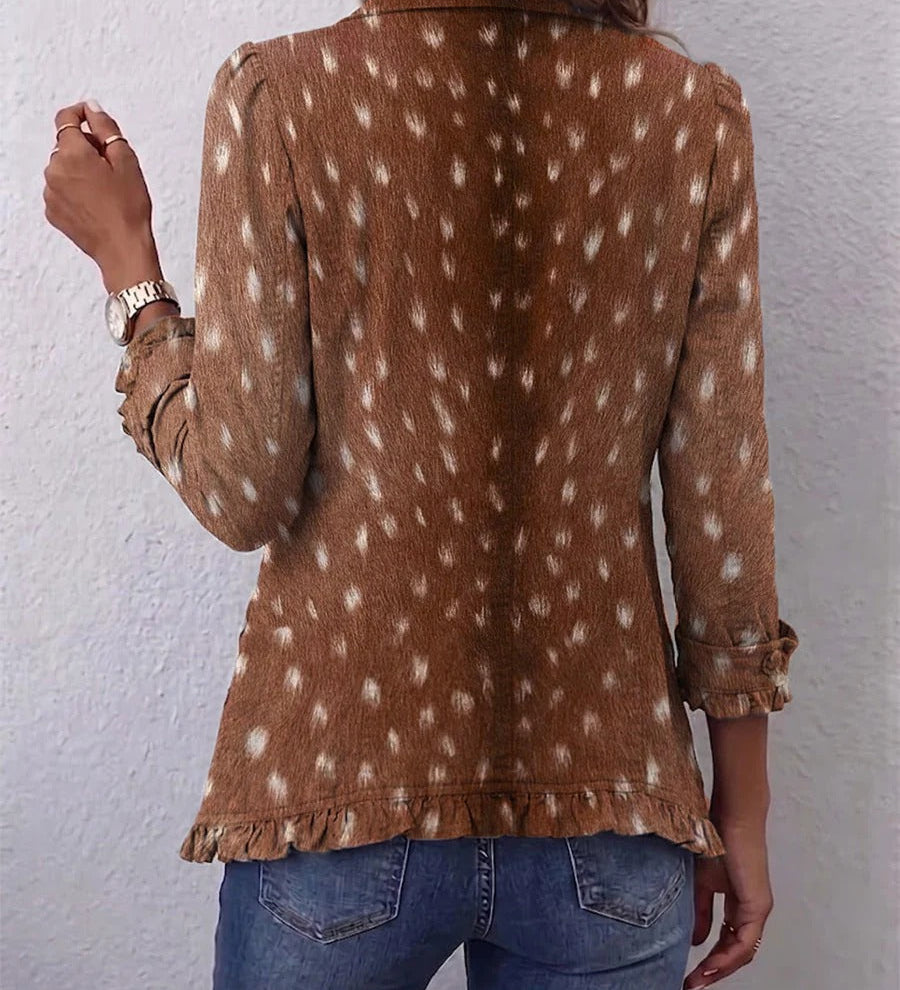Noa | Veste Bohème à Volants et Imprimé Animalier