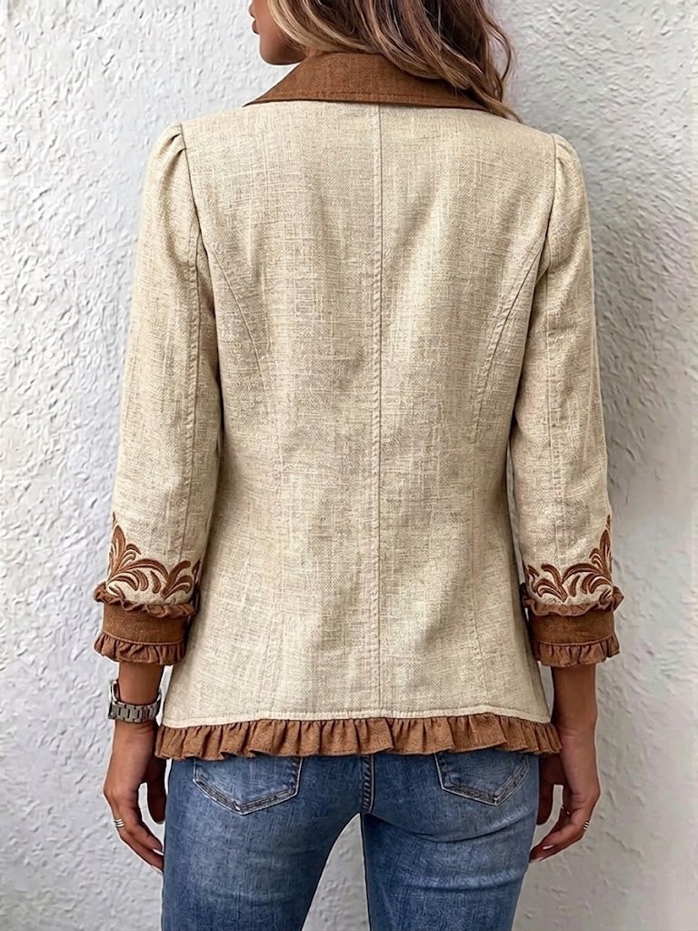 Daniela | Veste Bohème Vintage à Volants et Imprimé Floral