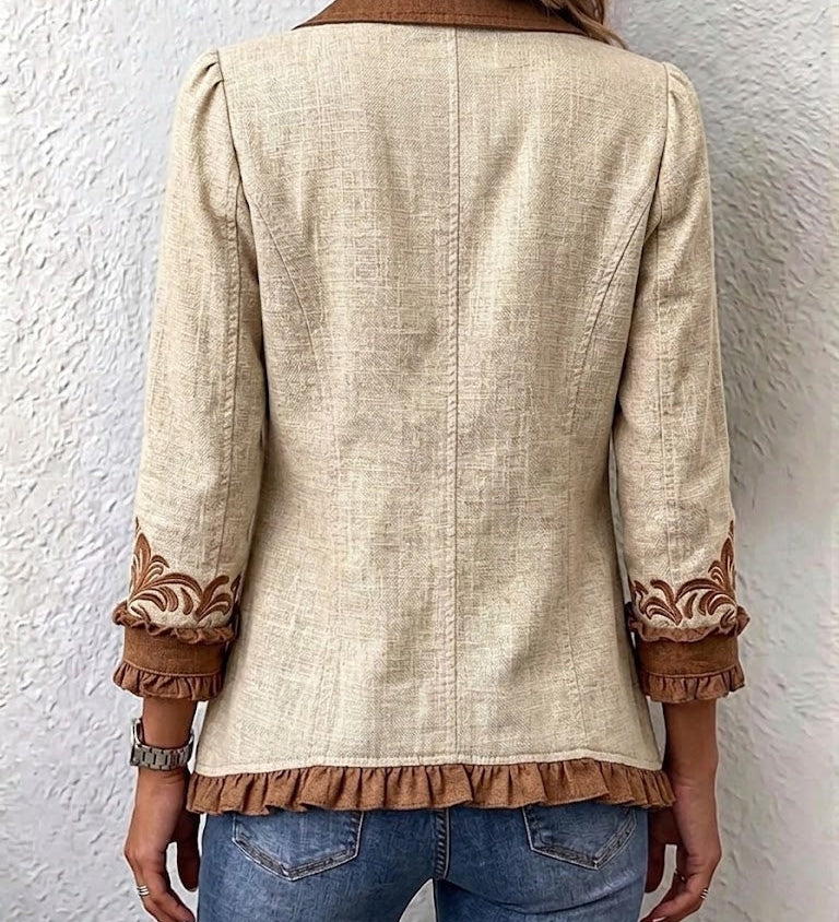 Daniela | Veste Bohème Vintage à Volants et Imprimé Floral