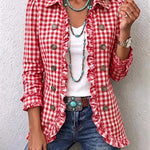 Carla | Veste Boutonnée à Volants et Imprimé Vichy