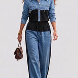 Ruth | Ensemble Veste Courte et Pantalon Large Colorblock