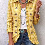 Carla | Veste Boutonnée à Volants et Imprimé Vichy