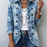 Julia | Veste à Imprimé Botanique Vintage Dégradé Style Boho et Détail à Volants