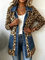 Fabiana | Veste Longue en Denim à Panneaux Contrastants et Imprimé Léopard