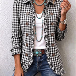 Carla | Veste Boutonnée à Volants et Imprimé Vichy