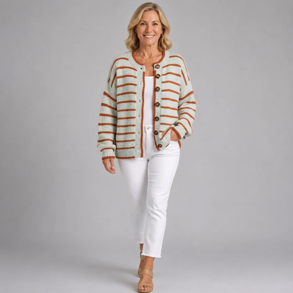 Mabel | Cardigan Tricoté Rayé pour Femme