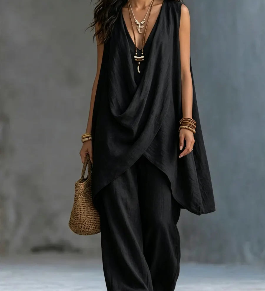 Victoire | Ensemble haut drapé et jambes larges