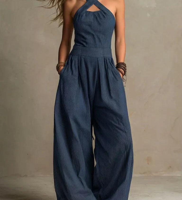 Léa | Robe longue fluide à col halter