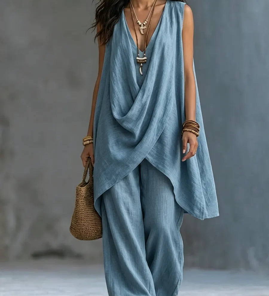 Victoire | Ensemble haut drapé et jambes larges