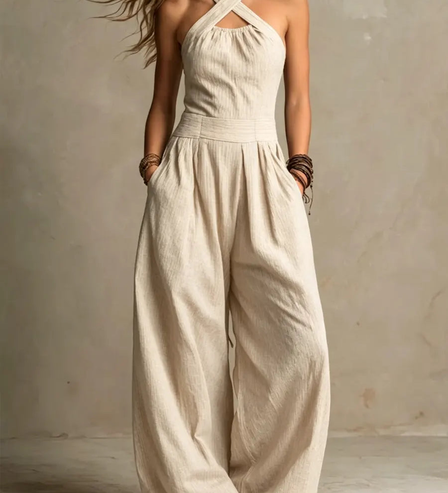 Léa | Robe longue fluide à col halter