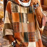 Sweat à Capuche Patchwork Artistique Tons Automnaux pour Femme