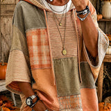 Sweat à Capuche d'Automne Patchwork Artistique pour Femme