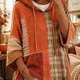 Sweat à Capuche Patchwork Artistique d'Automne pour Femme