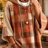 Sweat à Capuche Patchwork Artistique d'Automne pour Femme