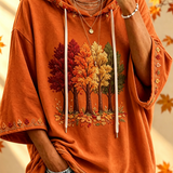 Sweat à Capuche Imprimé Automnal pour Femme
