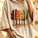 Sweat à Capuche Imprimé Automnal pour Femme