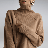 Rejane | Pull a Carreaux et Col Roule