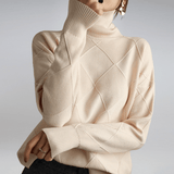 Rejane | Pull a Carreaux et Col Roule